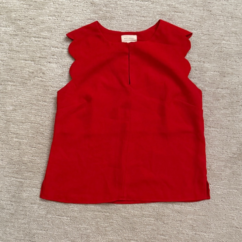 MELLODAY Red Scalloped Blouse